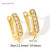 18K Gold Plated Brass Shvenzy Earwires Inlaid Zircon Earring Fixtures,Fastener For Earrings,For DIY Earring Making Accessories