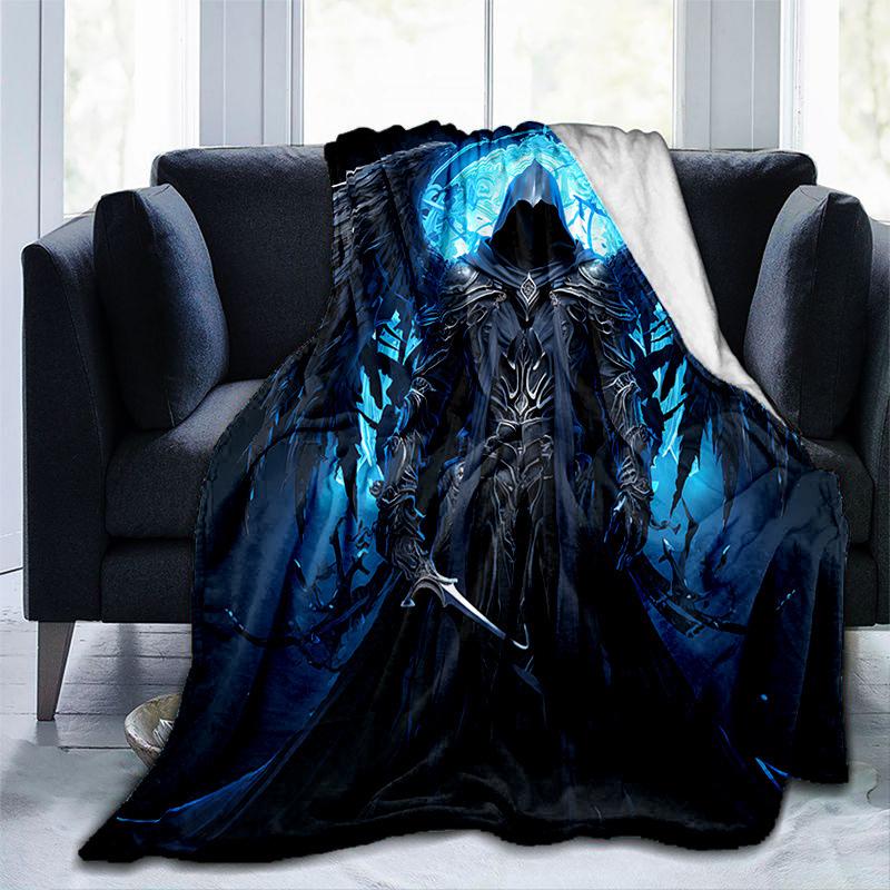 Grim Reaper Digital Printed Flannel Printed Blanket Home Decor Lightweight Halloween Horror Prank Blanket