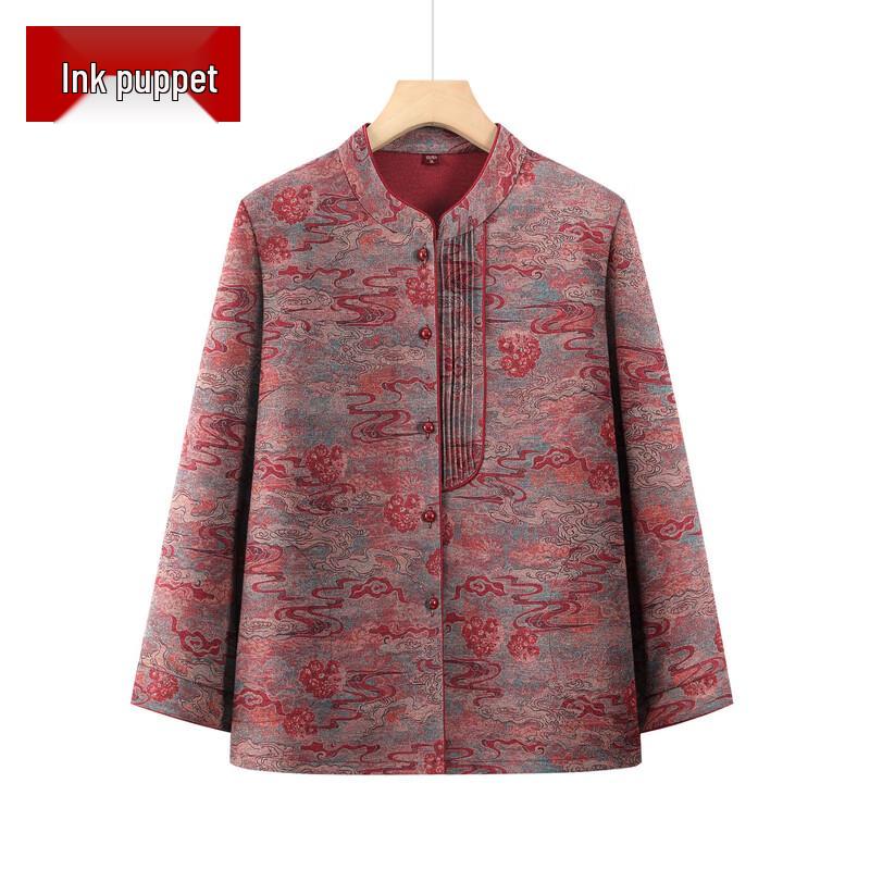 Mid-Aged Women s Chinese Style Casual Long-Sleeve Spring Blouse 4XL