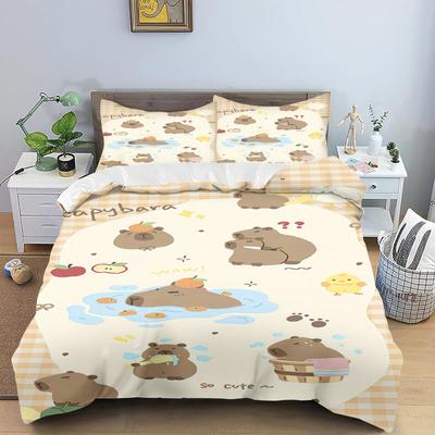 Cartoon Capybara Quilt Cover, Skin-Friendly And Breathable Duvet, Teenager, Fluffy, Warm, Cuddly, Comforter, Warmth Bedding