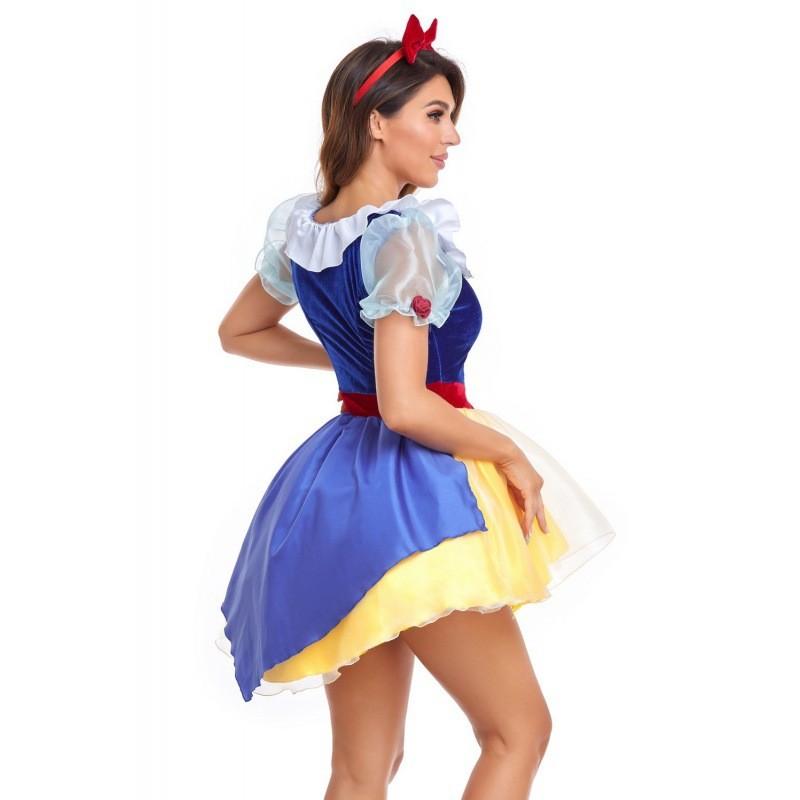 Stylish Adult Snow White Costume Dress Featuring Cotton Fabric Ideal For Themed Parties