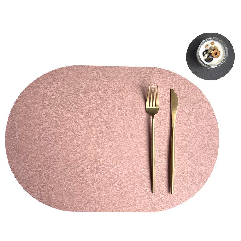 Nordic Elliptical Double-sided Tableware Pad Placemat PU Leather DiningTable Mat Heat Insulation Placemats Disc Coaster Placemat