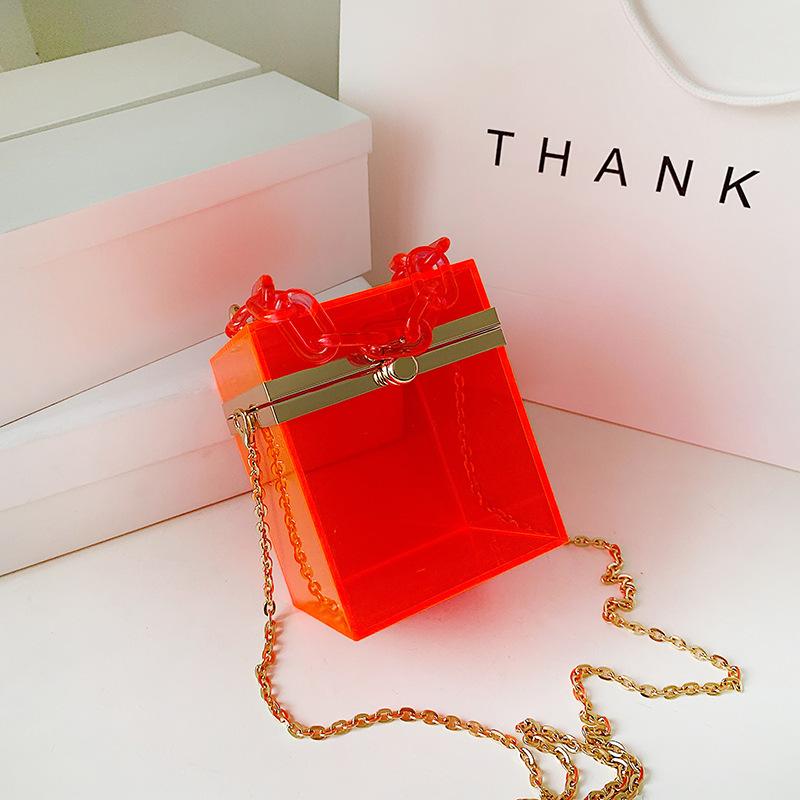 2025 summer Korean version acrylic transparent box chain small square bag portable shoulder messenger women's bag portable