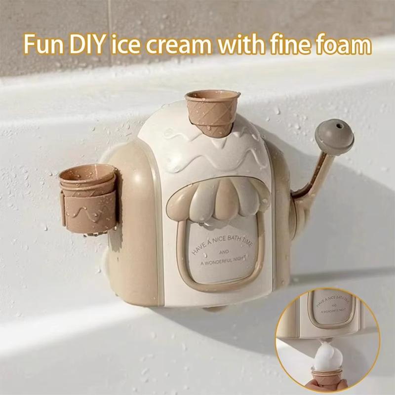 Bath Toy Portable Ice Cream Foam Maker Bath Bubble Toy for Boys Girls Birthday Gift Ice Cream Machine Bathroom Toy Decor Gift