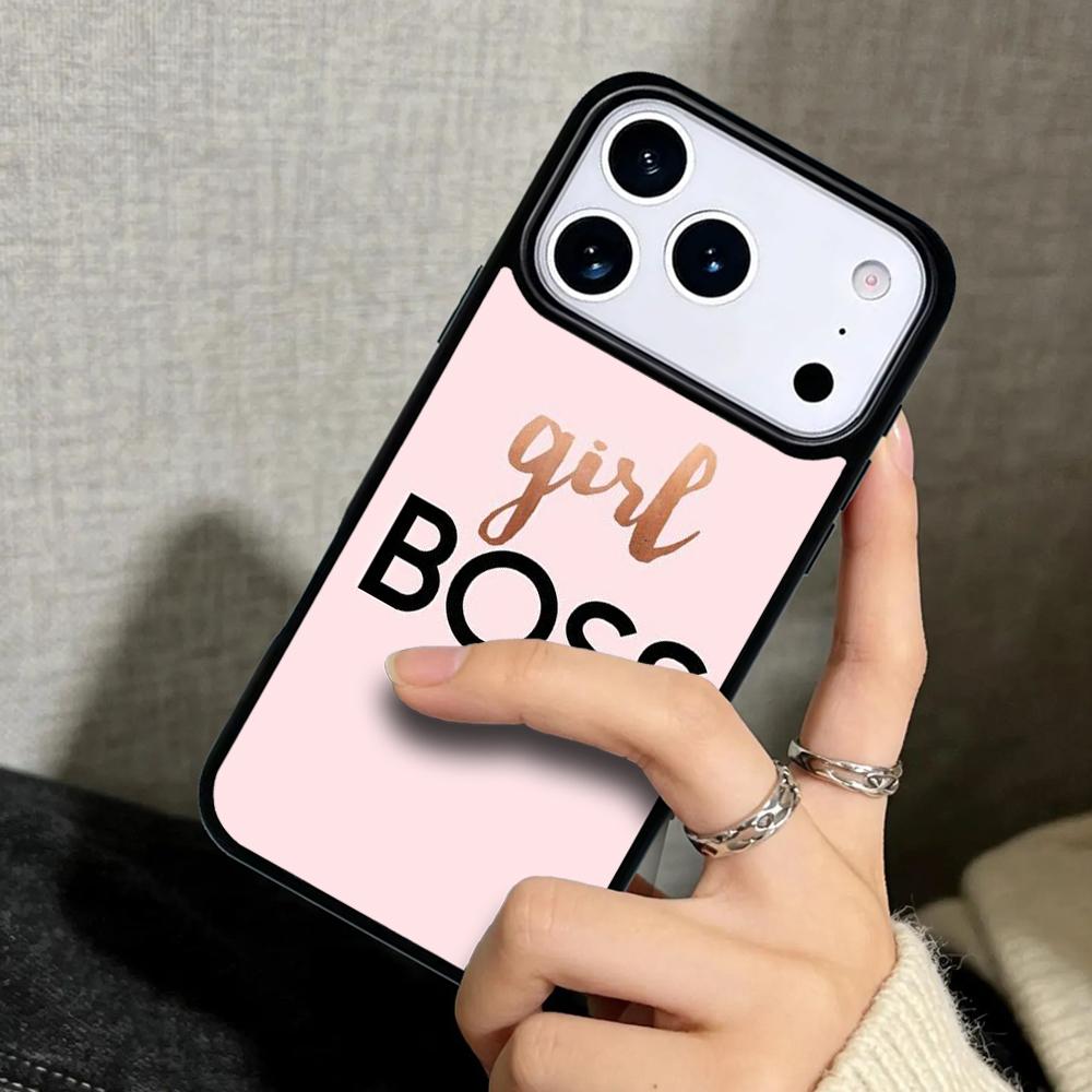 Capa Case for iPhone 17 Air 16 Pro Max 15 Plus 11 13 Mini 14 12 Back Phone Cover Pink Girl Boss