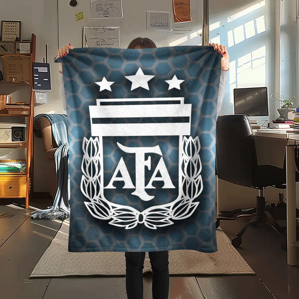 1PC Argentina national FC Print Flannel Blanket, High quality Comfortable for All Seasons, Home Decor, Warmth and Comfort, Perfect for Christmas Gifts