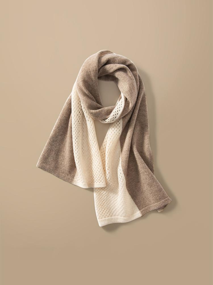 Spring 100% Cashmere Scarf Openwork 2 Tones Patchwork Scarves Shawl Cashmere Women Must Have Light Outer Wraps Autumn 160*35cm
