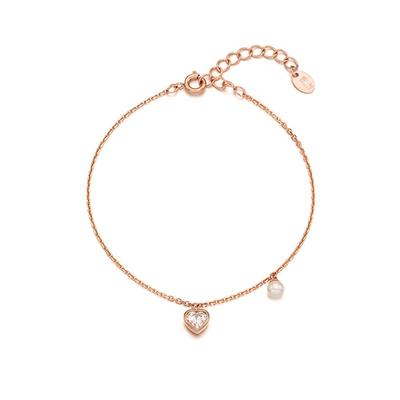 Silver Heart Pearl Bracelet Sc1768
