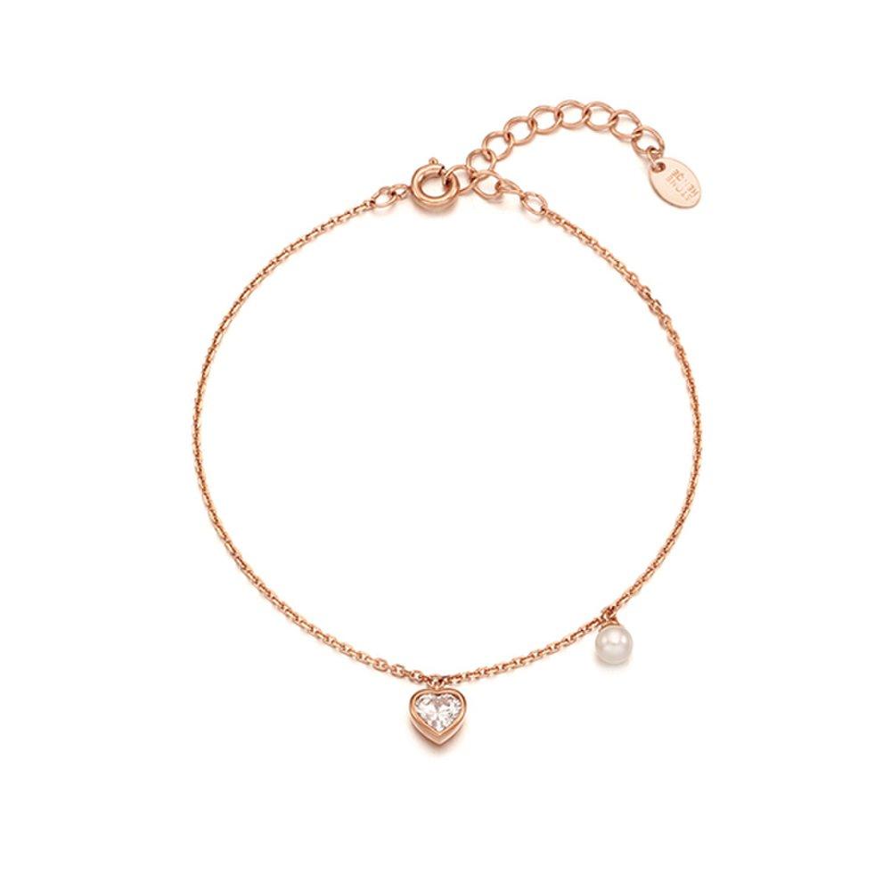 [Stonehenge] Silver Heart Pearl Bracelet Sc1768