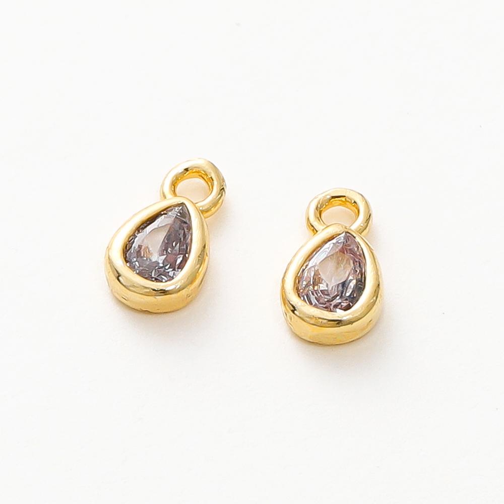 5/10 Stück/Los Wassertropfenform Anhänger Großhandel 18 Karat Vergoldet Zirkonia Charms Anhänger Für DIY Halskette Schmuckherstellung