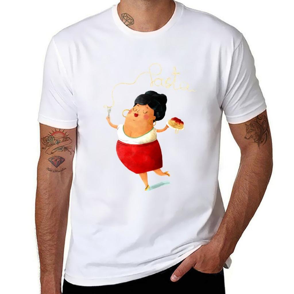 Spaghetti Pasta Lady TShirt Independence Day Short Sleeve TShirt