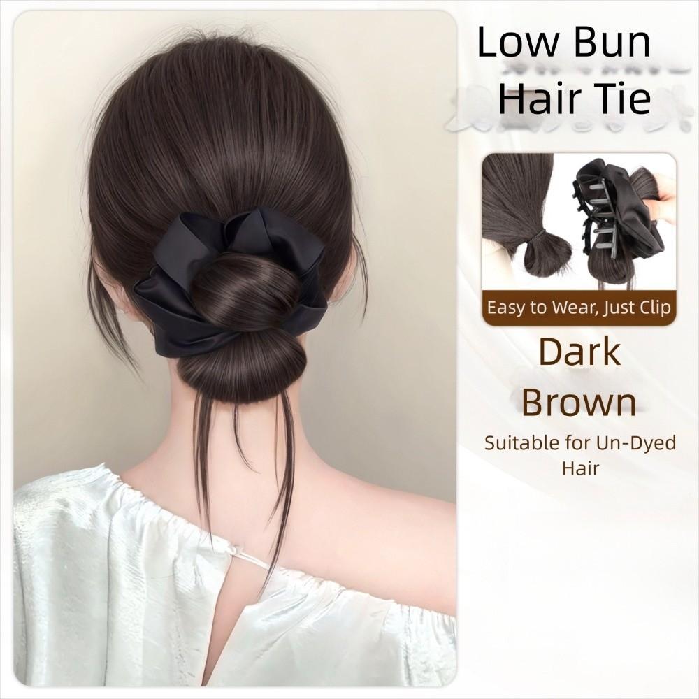 Scrunchie Flower Bun Head Wig Claw Clip Ball Head Wig Korean Style False Hair Pieces  Daily Use