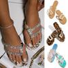 Women's Casual Summer Flat Shoes Glitter Slipper Slip On Leopard Print Sandals