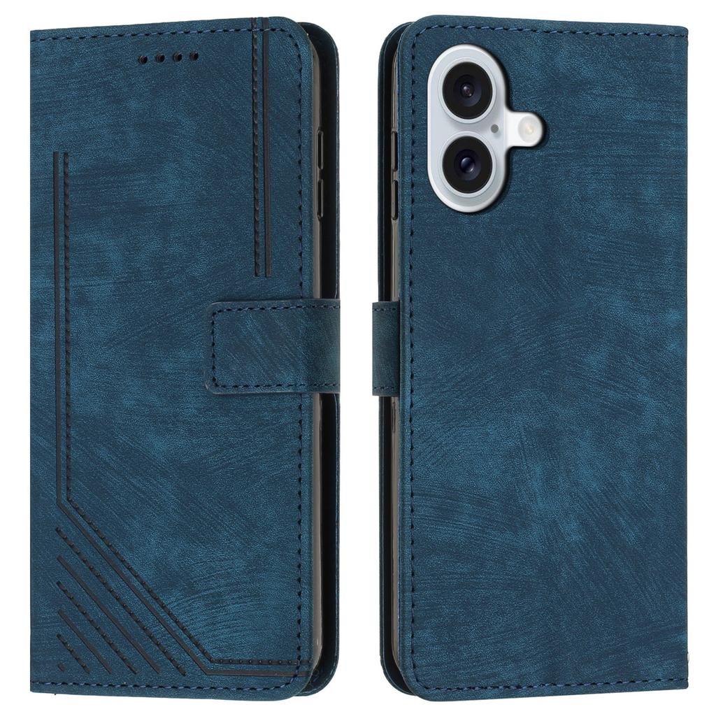 For iPhone 16 Plus Case Flip Wallet Protective Lines Leather Phone Cover