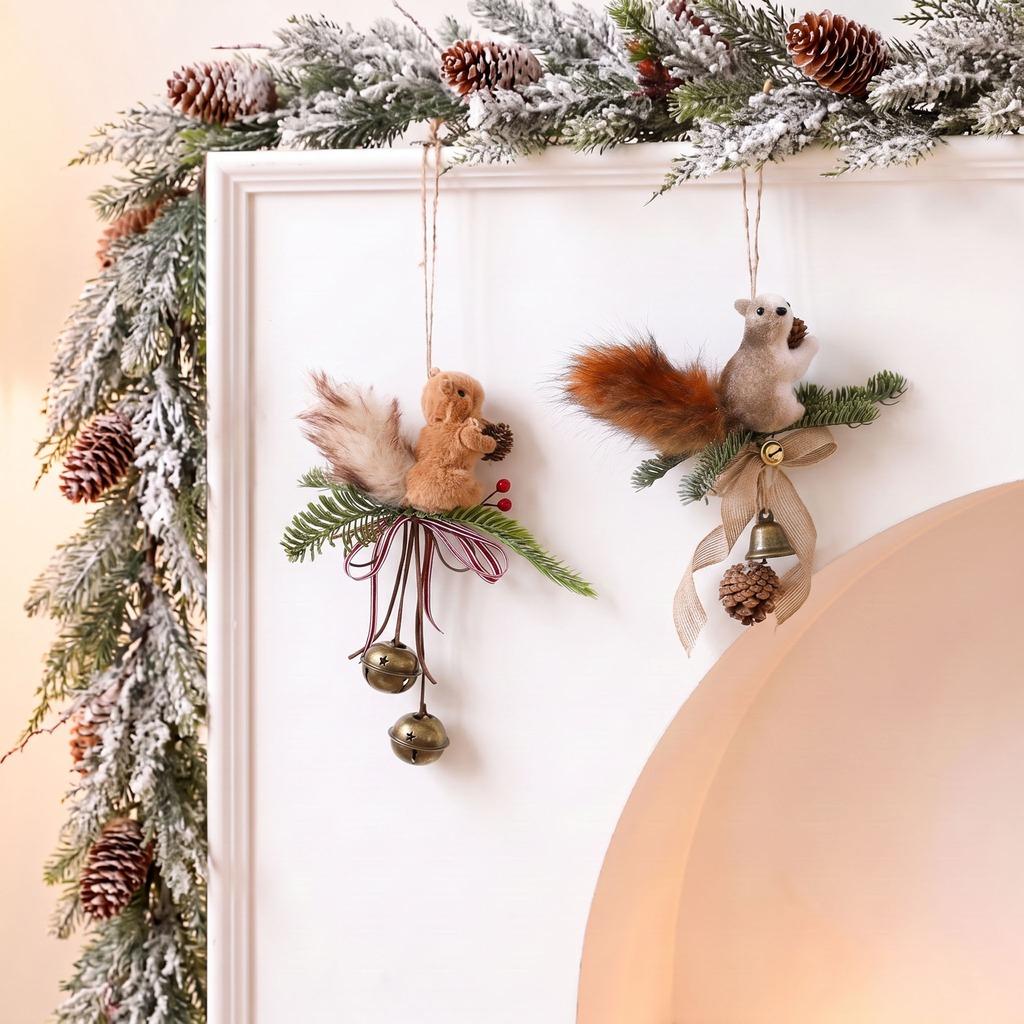 Christmas Hanging Ornament Simulation Squirrel Pendant Christmas Tree Creative Decoration New Year Party Ornament