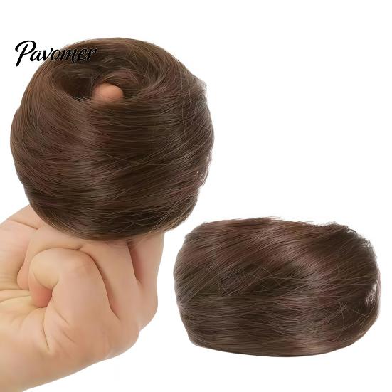 Natural Looking Bun Extension Women Hairpiece with Hair Tie, Straight Instant Volume Extension, Synthetic Updo Chignon Ponytail Scrunchies Scrunchie