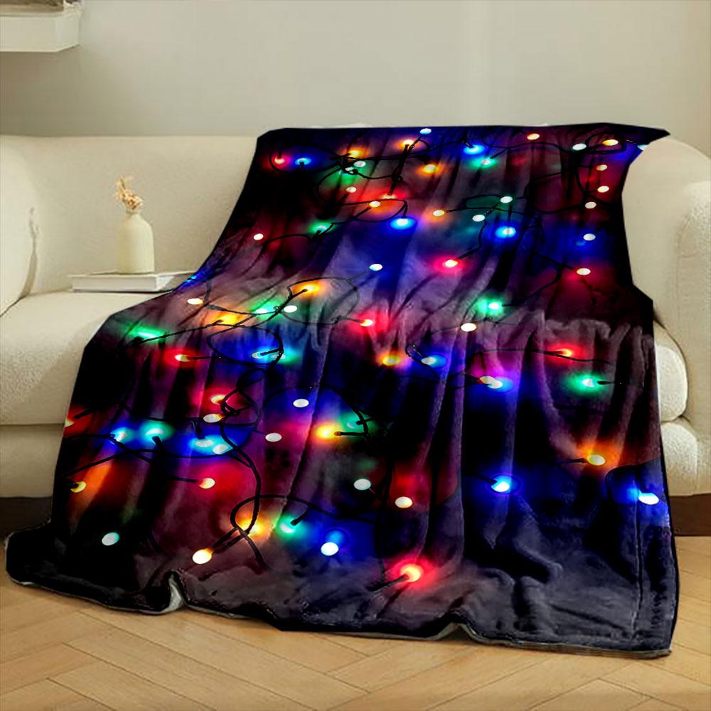 Bunte Lichterketten Aufdruck Decke Schlafzimmer Decke für Wohnzimmer Sofa Mittagspause Weiche Decke für Freund's Festival Geschenk