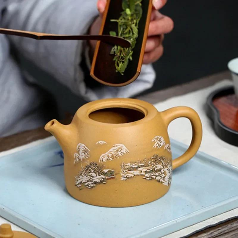 490ml Classic Yixing Purple Clay Tea Pot Raw Ore Section Mud Filter Teapots Chinese Tea Set Supplies Zisha Kettle 1pcs Teapot