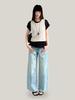 Yuyi Women's Retro High Waist Loose Wide Leg Jeans, Floor-Length, Slimming Washed, Spring 2026 Style, Model C8187