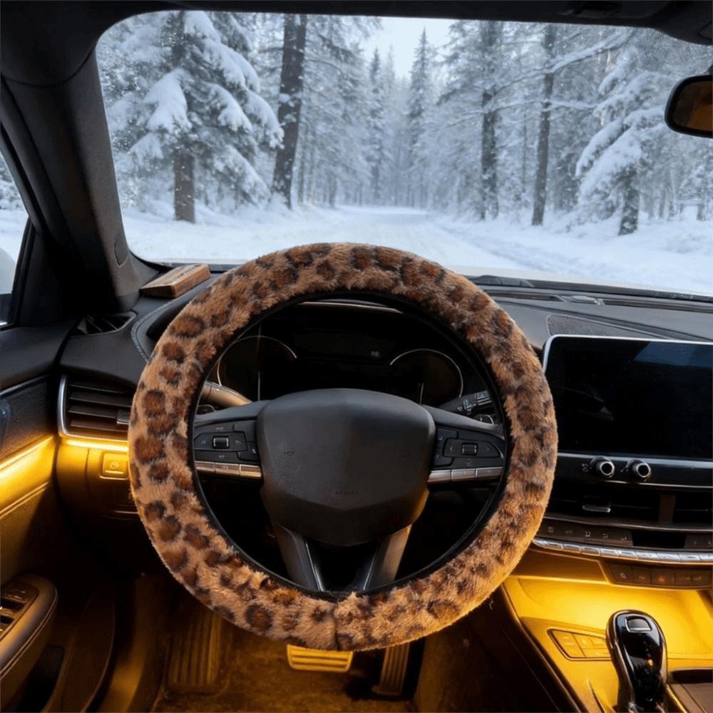 Leopard Fur Steering Wheel Cover 38cm Car Steering Wheel Cover Steering Wheel Cover Vehicle Wheel