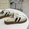 Fashion Ladies' Half-toe Flip-flops 2025 Summer New Korean Version Two-tone Flat Heel Lazy Shoes Casual Set Single Shoes