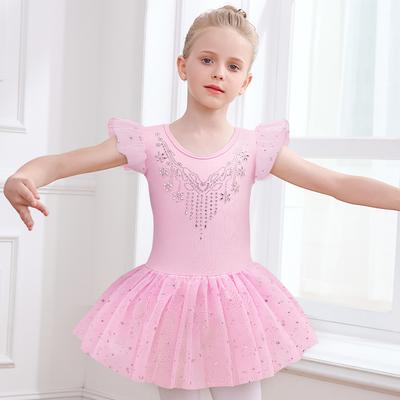 Dansleotards för Flickor för Balettklänning Glänsande Tüllkjolad Leotard Gymnastikdräkt Balettkläder Scenuppträdande Kostym