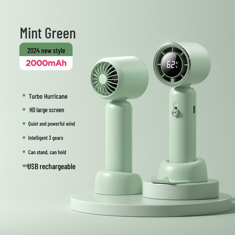 Compact USB Rechargeable Mini Fan with Digital Display