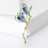 Cute Pearl Rhinestone Inlaid Magnolia Flower Pins Brooch Trendy Metal Enamel Lapel Pin Suit Clothing Accessory Ornament Gift