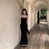 Pure Desire Wind Sexy Seaside Suspender Dress Women's Summer Beautiful Sleeveless Waist Thin Fishtail Hip Wrap Medium and Long Dress