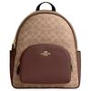 Mochila de Couro com Fecho de Zíper e Monograma Double C - Court 27 - Grande para Mulheres - Marrom Amarelo CZ176-IMXHE