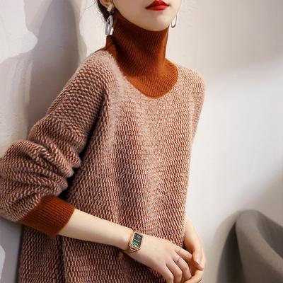Koreański golf damski sweter pulower jesień zima luźna odzież wierzchnia leniwy styl dzianinowy top