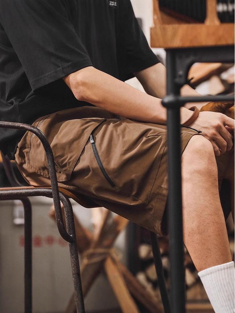 

Men s Summer Casual Japanese Multi-Pocket Cargo Shorts XL коричневий