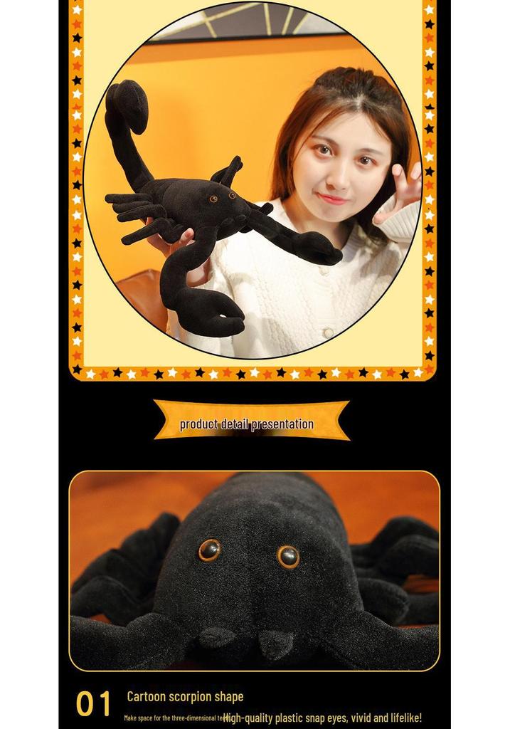 Black Scorpion Prank Plush Toy - Insect Figure Pillow, Holiday Gift