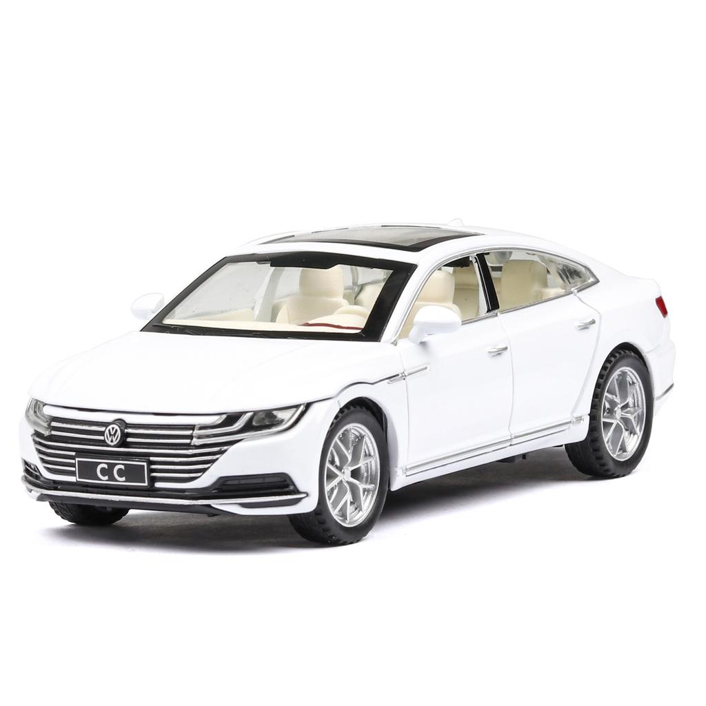 W21Simulation 1:32 Volkswagen CC Alloy Car Diecast Model Sound & Light Pull Back Toy Display Ornament Boys Gift Exquisite Model Toy