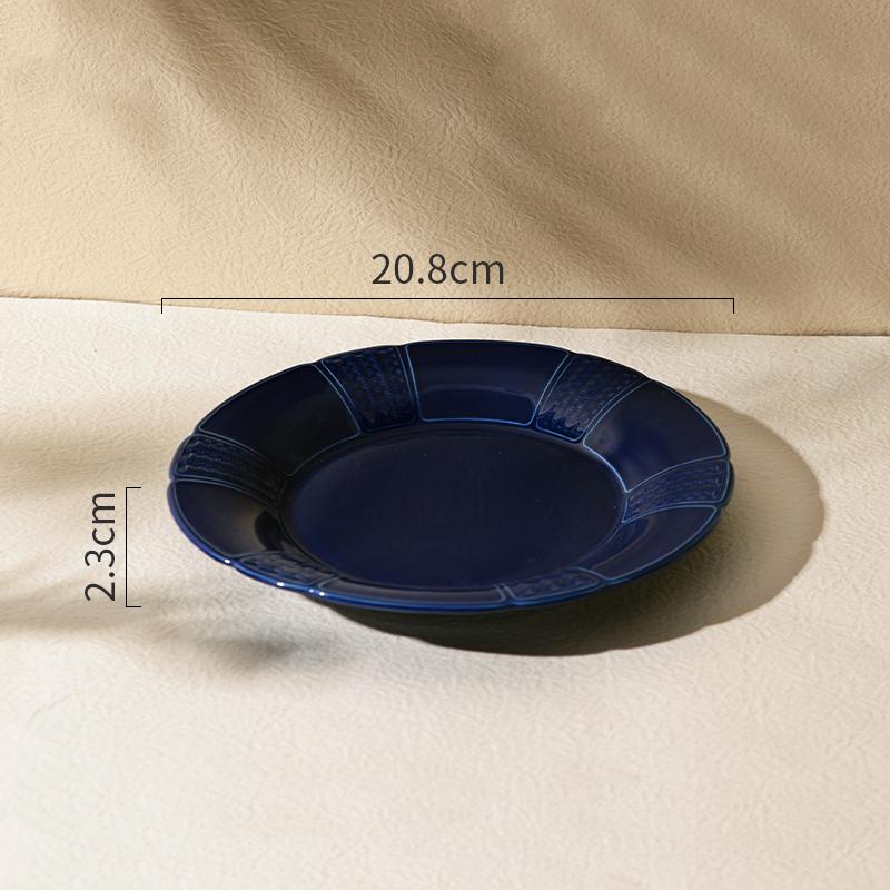 Retro Blaue Blumen Keramikteller Leichter Luxus Romantisches Restaurant Köstliche Pasta Steakteller Zuhause Frühstück Obst Salatteller
