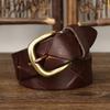Belt Men's Handmade Knife Marks Leather Pin Buckle Personality Trendy Korean Style First Layer Cowhide Belt Men