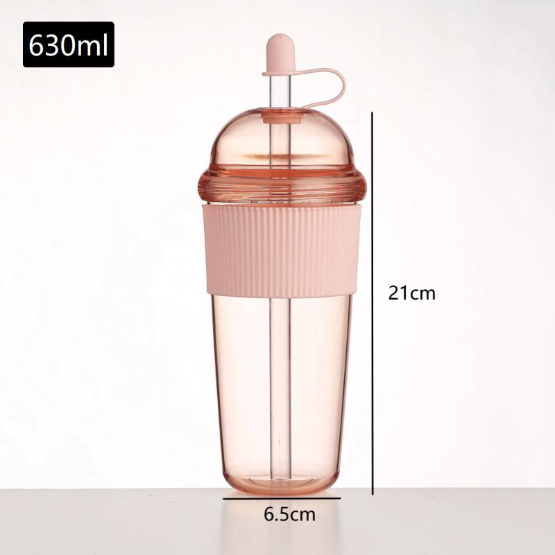 630ML Large Capacity Household Juice Cup Straw Milk Cup Coffee Milk Tea Cup Ins Feng Shui Cup Office Worker Juice Cup