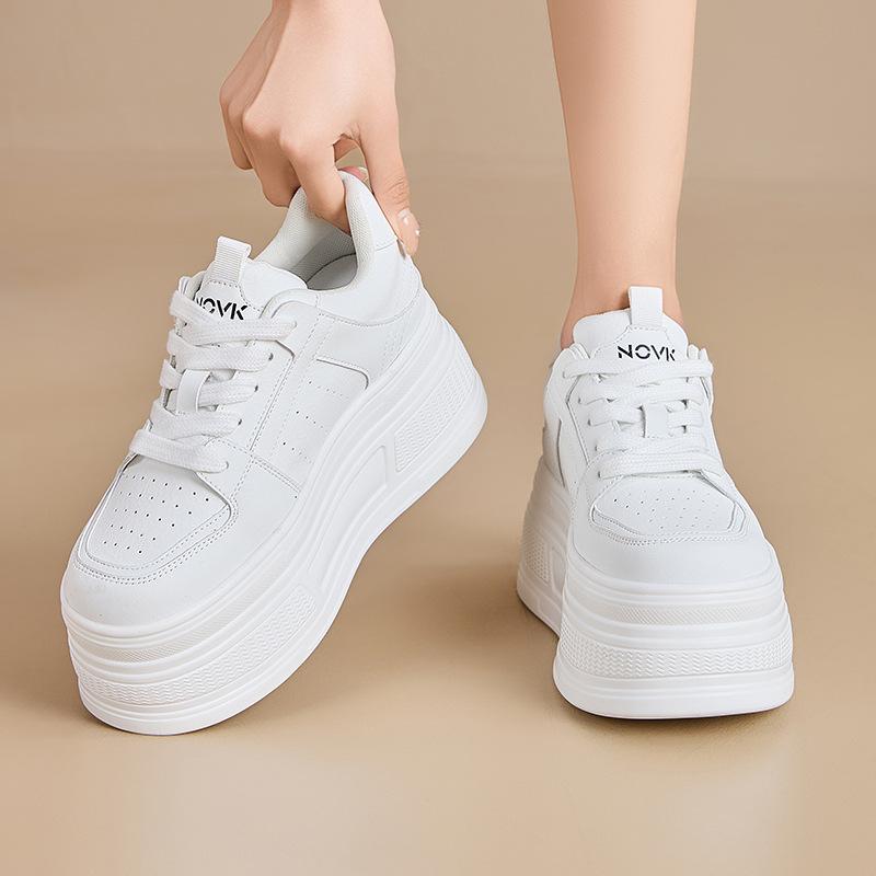 Fashion 8CM New Chunky Sneakers for Women Comfortable High Platform Dermis Thick Base Summer Autumn Non-slip Thick Bottom Walking Shoes