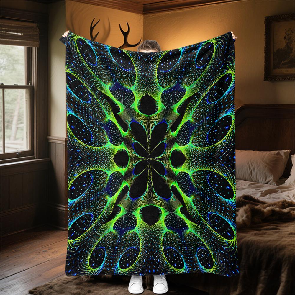 1PC Abstract PatternOutdoor Flannel Blanket - Soft Plush Decor for Picnics, Camping, Bedroom, Playroom, Office, or Lunch Break 1271A