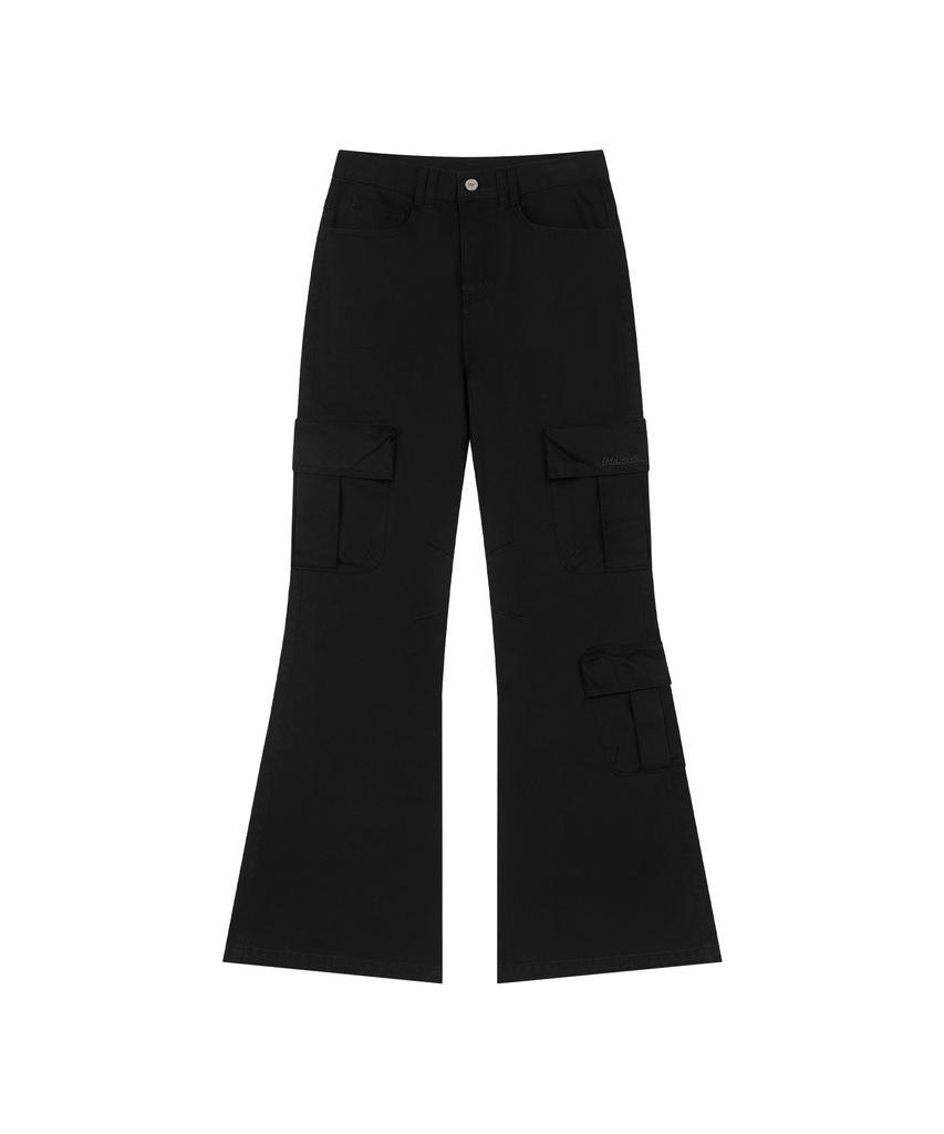 ODDSTUDIO Cargo Pocket Cotton Bootcut Pants - Black