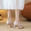 Main dress wedding shoes Small slim heels Wedding artifact heightening shoes Women can wear champagne high heels every day 2025