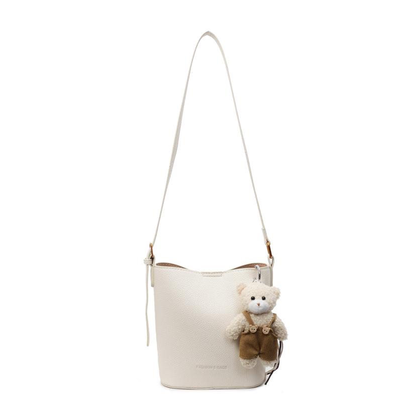 This Year's Hot Sale, Simple Temperament, Advanced Sense, Lychee Pattern Bucket Bag, Work Leisure Commuting Versatile Messenger Child and Mother Bag