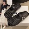Mary Jane Shoes New Retro Shallow Mouth One Word Versatile Flat Bottom Soft Sole Single Shoes Gentle Women's Sandals