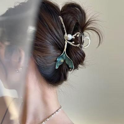 Exquisite Star Fish Tail Hair Clip Clasp Elegant Crystal Metal Large Hair Claws Hairpins Korean Women Hair Accessories Headwear