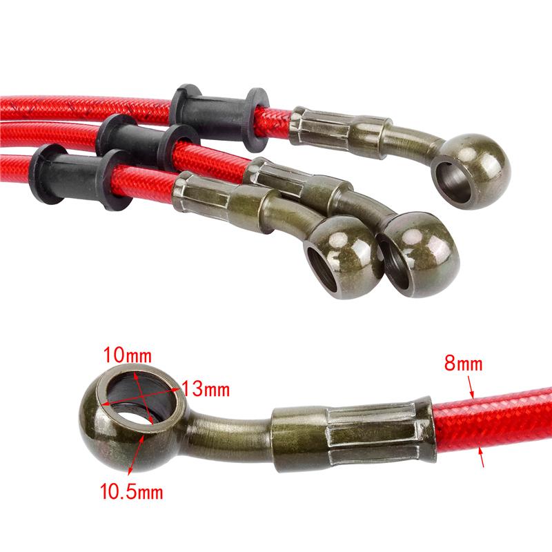 M10 50-120cm Motorcycle Dirt Bike Braided Line Steel Brake Hose Cable Hydraulic Banjo Pipe Universal Fit Racing
