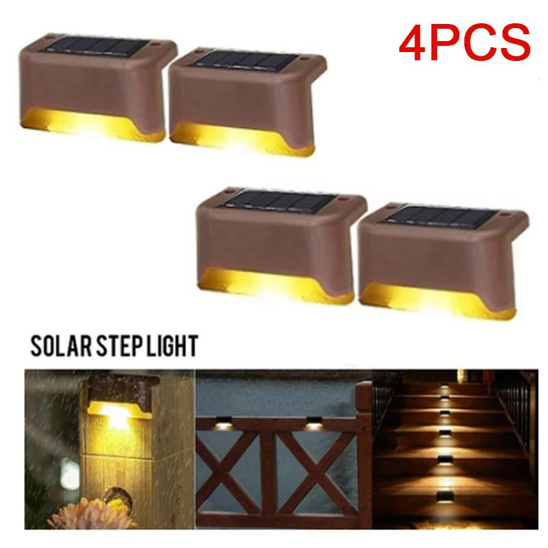 4 Pack LED Solar Deck Lights Waterproof for Garden Pathway Yard Patio