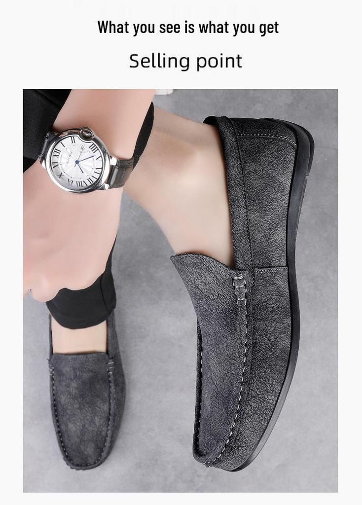 Men's British Style Breathable Leather Loafers: Soft Sole Slip-on Casual Driving Shoes