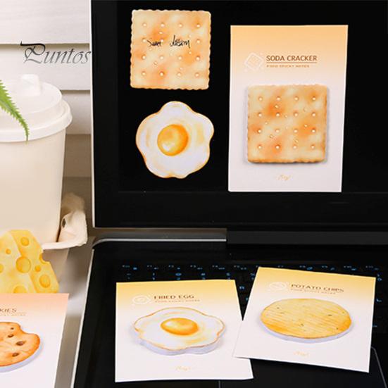 Unieke Post-its Notitieblokken, Grappig Toast Brood Koekje Kaas Ontwerp Schattig Notitieblok, 30 Duidelijk Bedrukte Velletjes/Blok Zelfklevend Notitieblok voor Thuis Kantoor Notebook