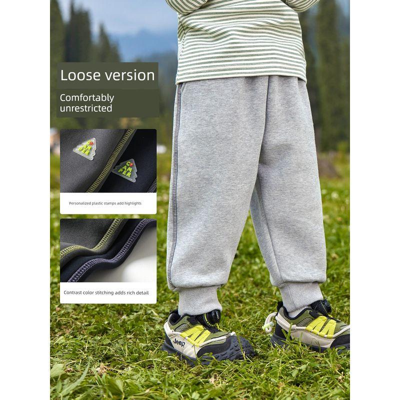 Boys' Fleece-Lined Sweatpants, Winter 2025 New Thickened Polar Fleece Joggers, Children's Autumn and Winter Clothing