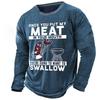 Meat Lover'S T-Shirt Mens Graphic Cartoon Letter Designer Retro Vintage 3D Print Tee Outdoor Daily Vacation Dark Green Army Blue Long Once You Put